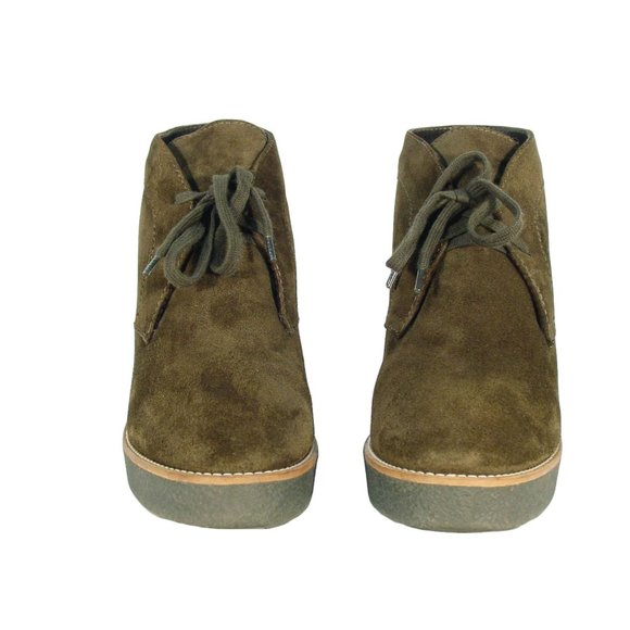 AQUATALIA Vianna $395 Weatherproof Olive Suede Platform Wedge Chukka Booties 10 - Picture 3 of 8